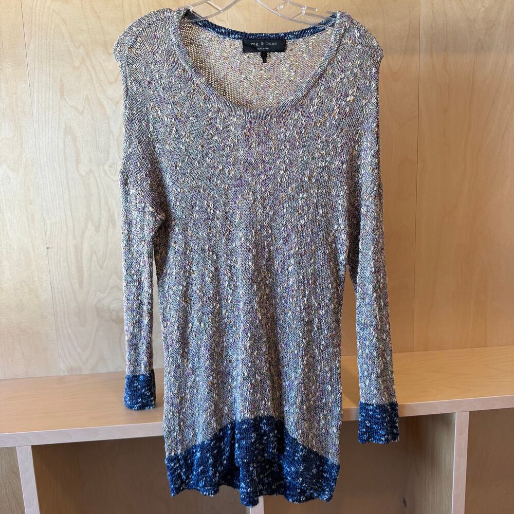 rag & bone Dionne Marled Metallic Knit Sweater Gray Blue Size S Shimmer Boho